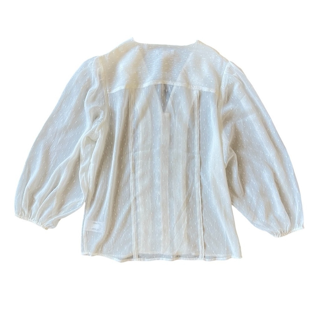 Express White Metallic Pleated Button Front Blouse Size M - Picture 5 of 5